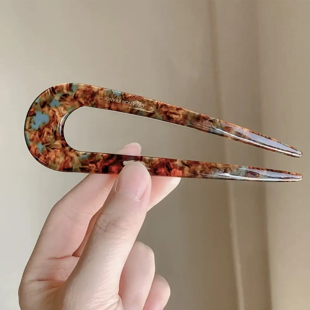 [Blue Brown] U-shaped hairpin