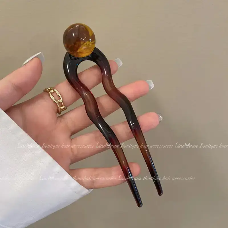 [Caramel Brown Coffee] U-Shaped Hairpin