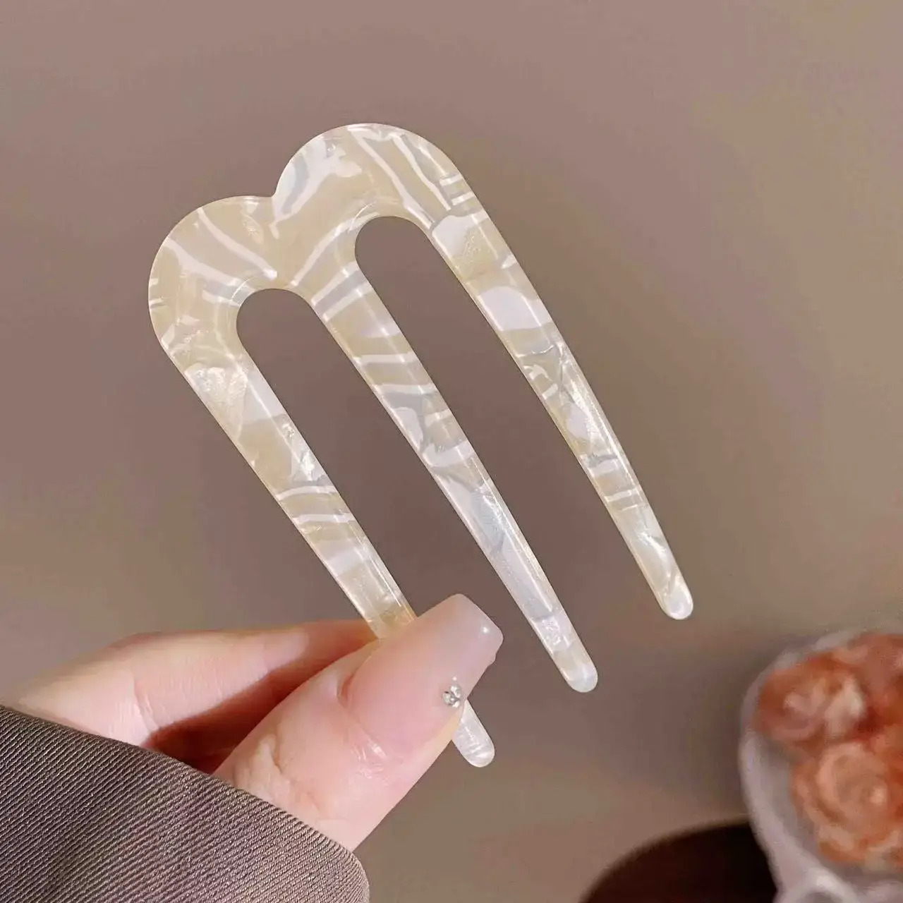 U-Shaped Hairpin Women Antique Pink New Style - Image 8