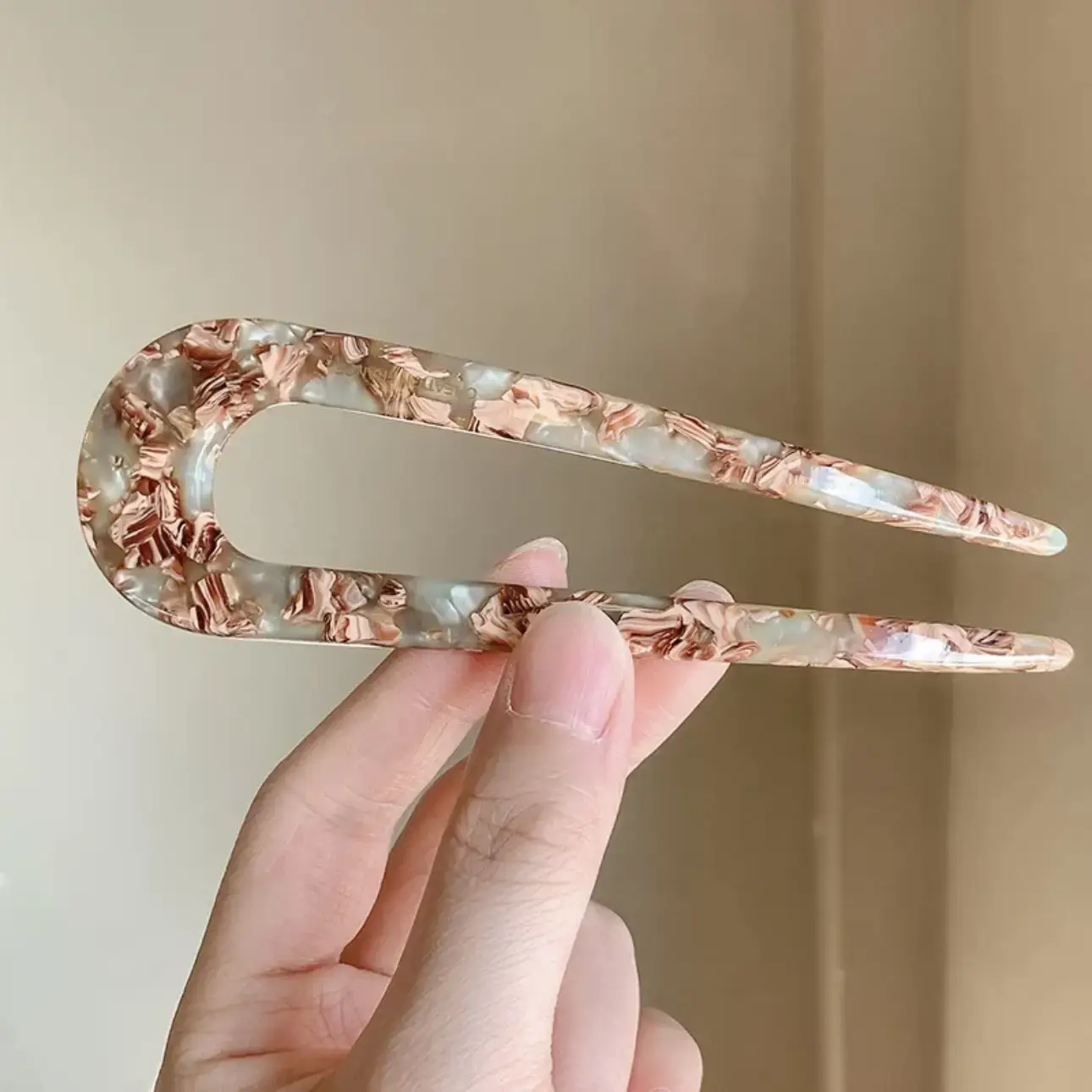 U-Shaped Hairpin Women Antique Pink New Style - Image 3