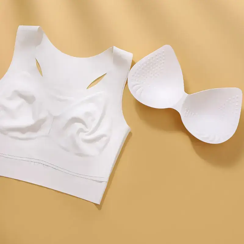 White Sports Shockproof Bra with Wide Shoulder Straps - Image 4