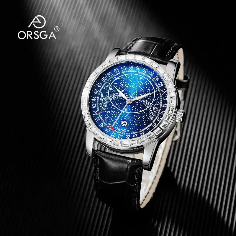 Men's Quartz Watch with Blue Star Dial and Black Strap - Image 9