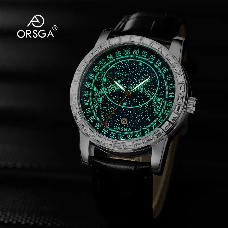 Men's Quartz Watch with Blue Star Dial and Black Strap - Image 10