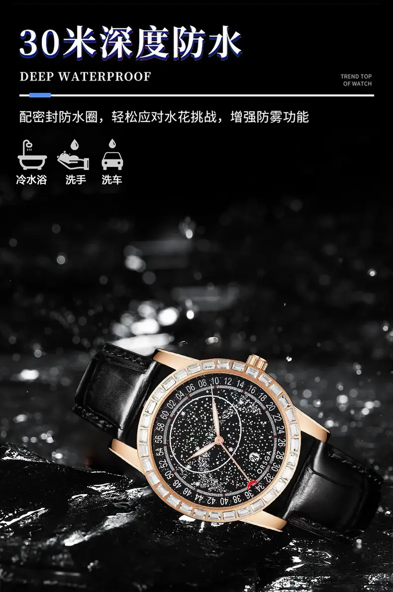 Men's Quartz Watch with Blue Star Dial and Black Strap — feature 10