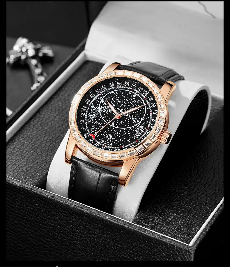 Men's Quartz Watch with Blue Star Dial and Black Strap — feature 4