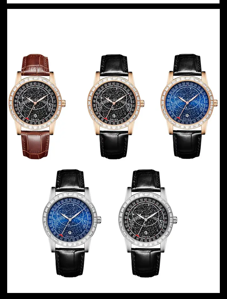 Men's Quartz Watch with Blue Star Dial and Black Strap — feature 9
