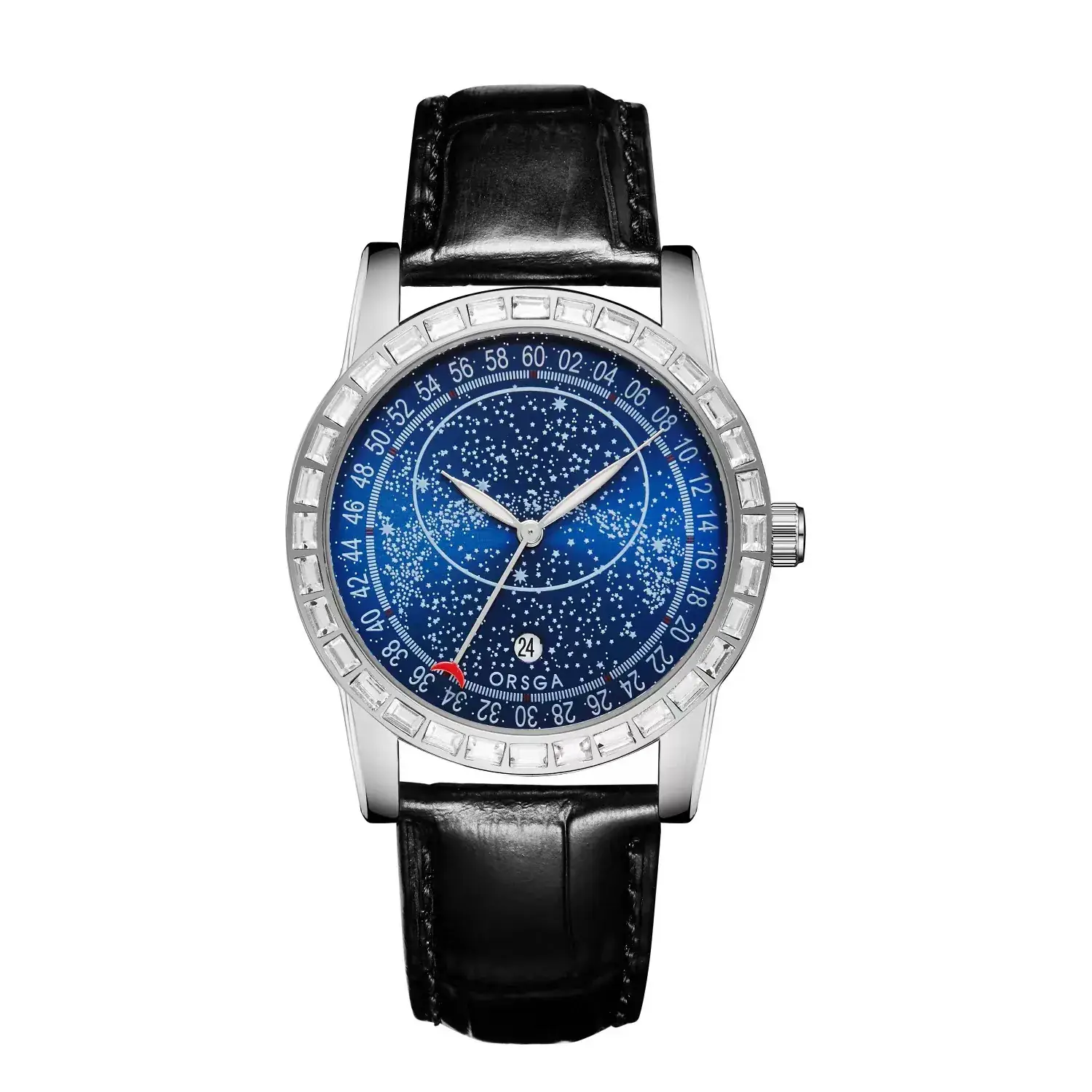 Men's Quartz Watch with Blue Star Dial and Black Strap - Image 2