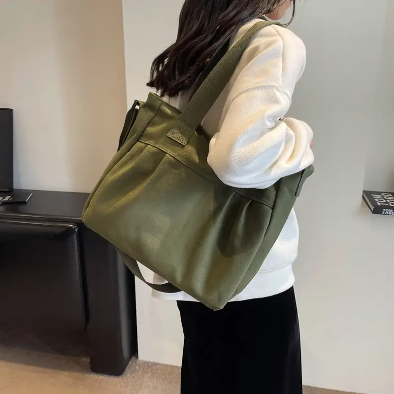 Women's Green Canvas Shoulder Bag 2024 New Work Commute - Image 5