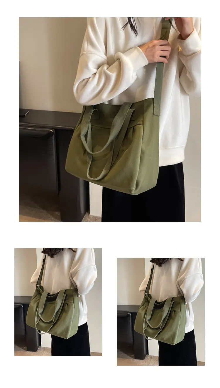 Women's Green Canvas Shoulder Bag 2024 New Work Commute — feature 11