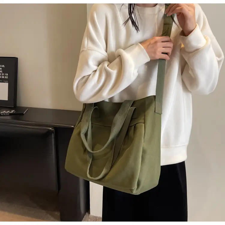 Women's Green Canvas Shoulder Bag 2024 New Work Commute — feature 22