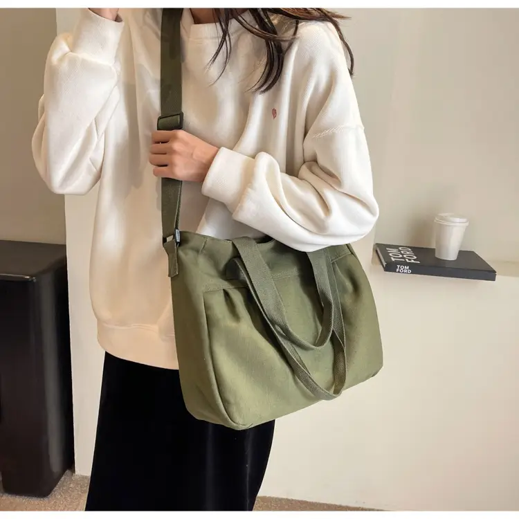 Women's Green Canvas Shoulder Bag 2024 New Work Commute — feature 23