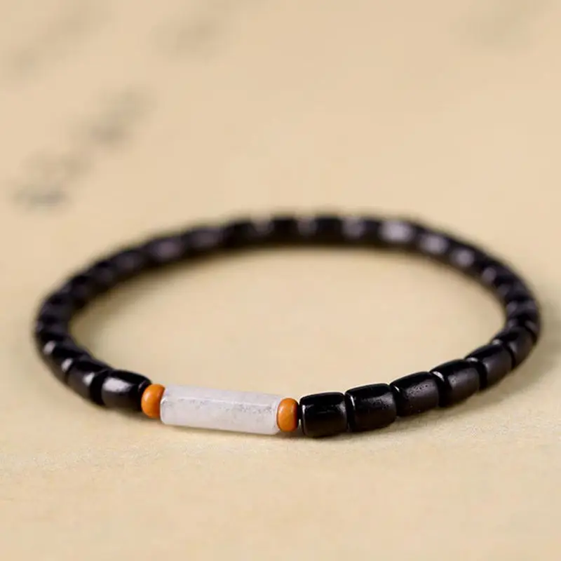 Natural Black Sandalwood Peacock Stone Bracelet - Image 6