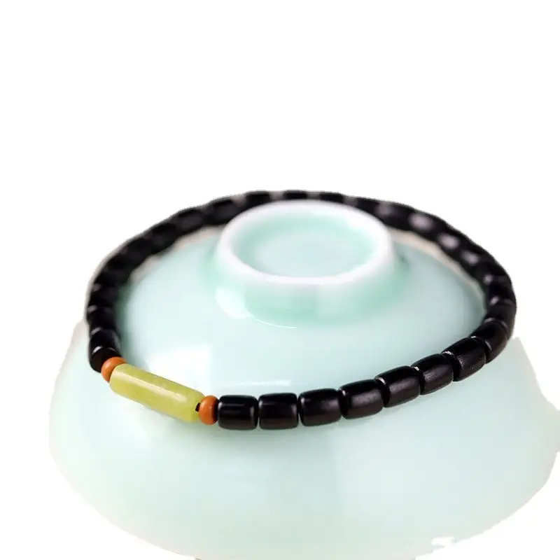 Natural Black Sandalwood Peacock Stone Bracelet - Image 7