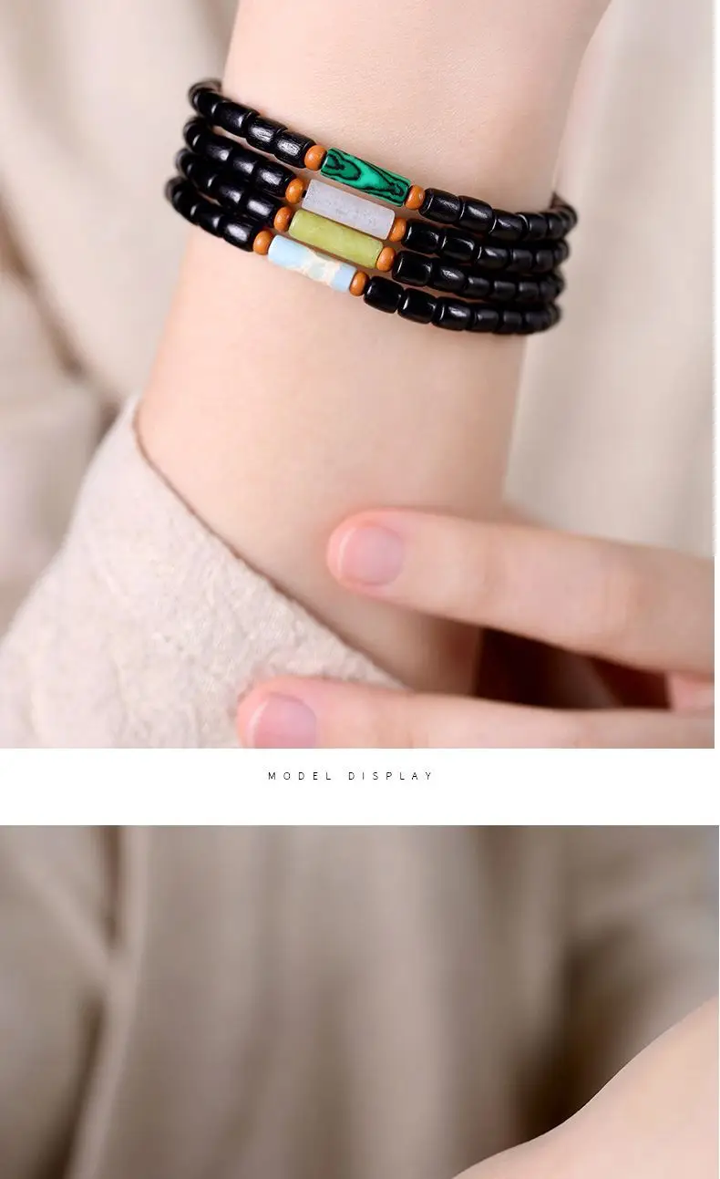 Natural Black Sandalwood Peacock Stone Bracelet — feature 5