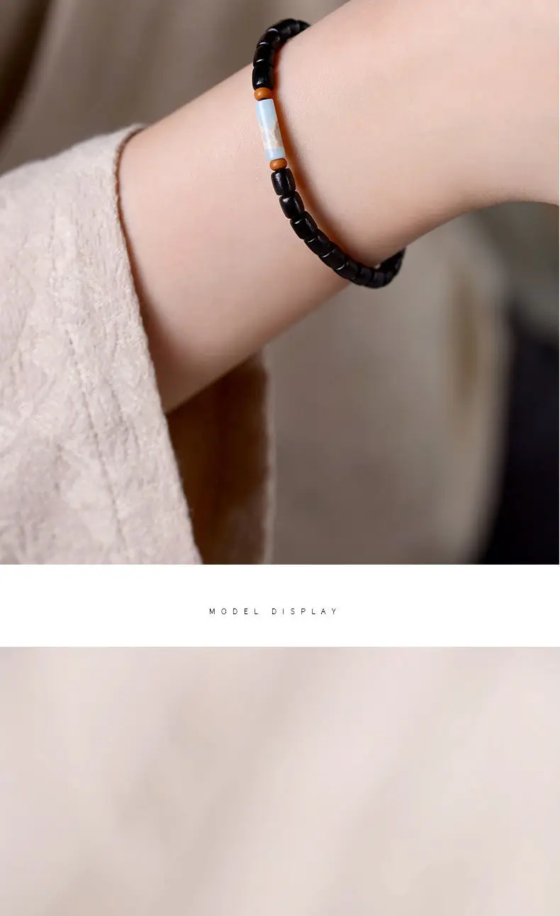 Natural Black Sandalwood Peacock Stone Bracelet — feature 6