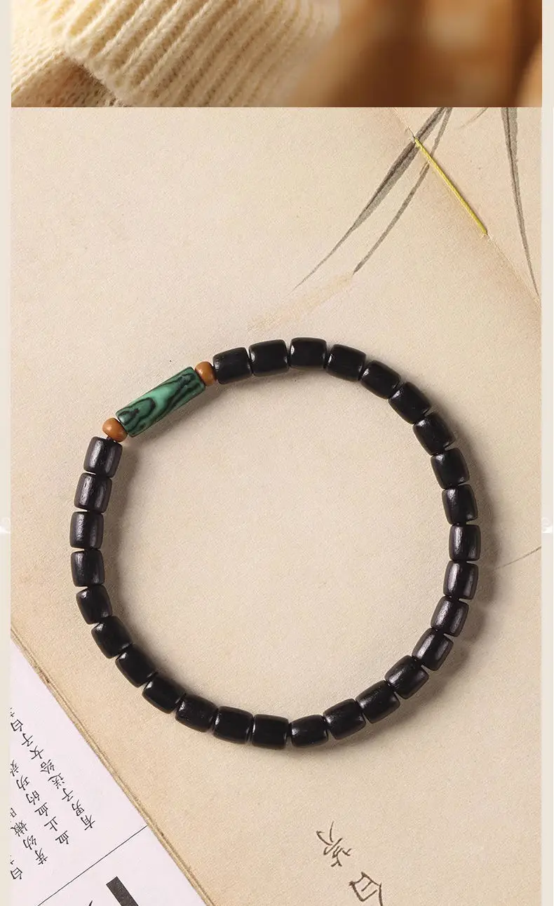 Natural Black Sandalwood Peacock Stone Bracelet — feature 9