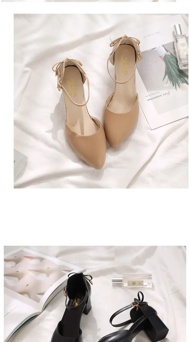 Baotou Chunky Heel High-heeled Shoes Women's 2024 New Spring and Summer Fairy Style Mid-heeled Elegant All-match Hollow Sandals for Women — feature 10