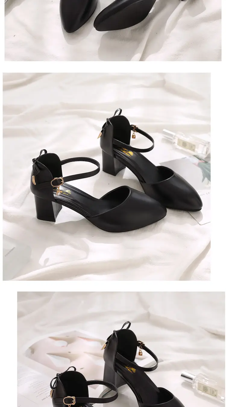 Baotou Chunky Heel High-heeled Shoes Women's 2024 New Spring and Summer Fairy Style Mid-heeled Elegant All-match Hollow Sandals for Women — feature 11