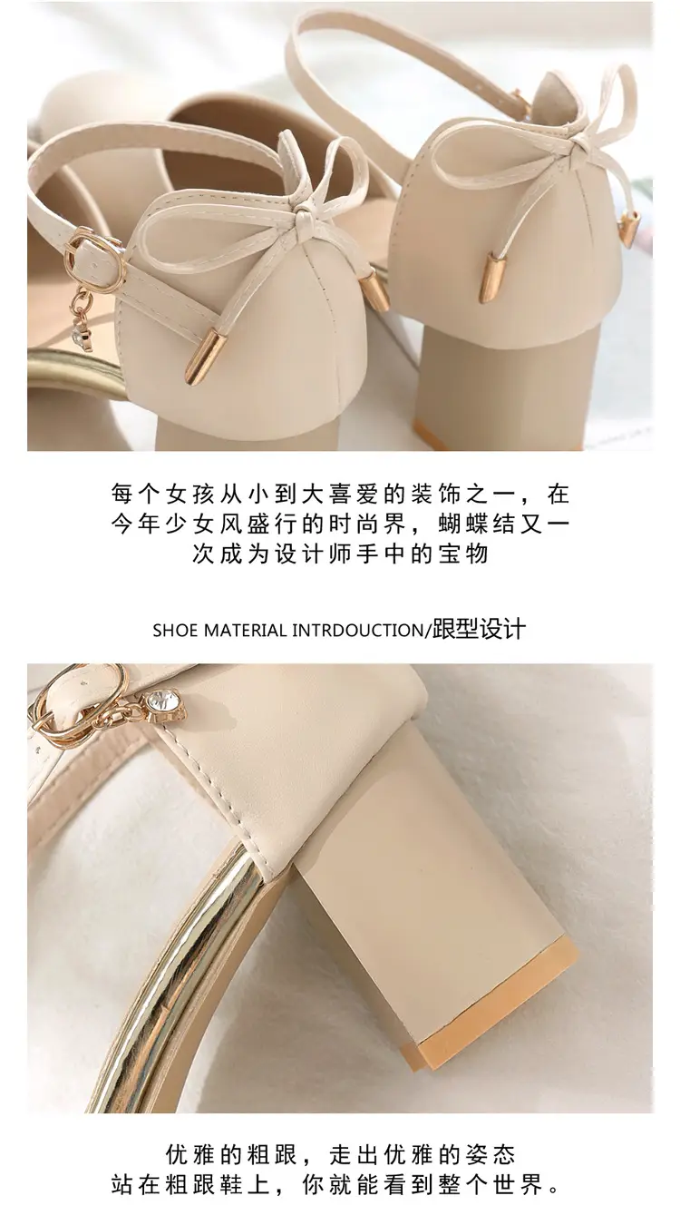 Baotou Chunky Heel High-heeled Shoes Women's 2024 New Spring and Summer Fairy Style Mid-heeled Elegant All-match Hollow Sandals for Women — feature 3