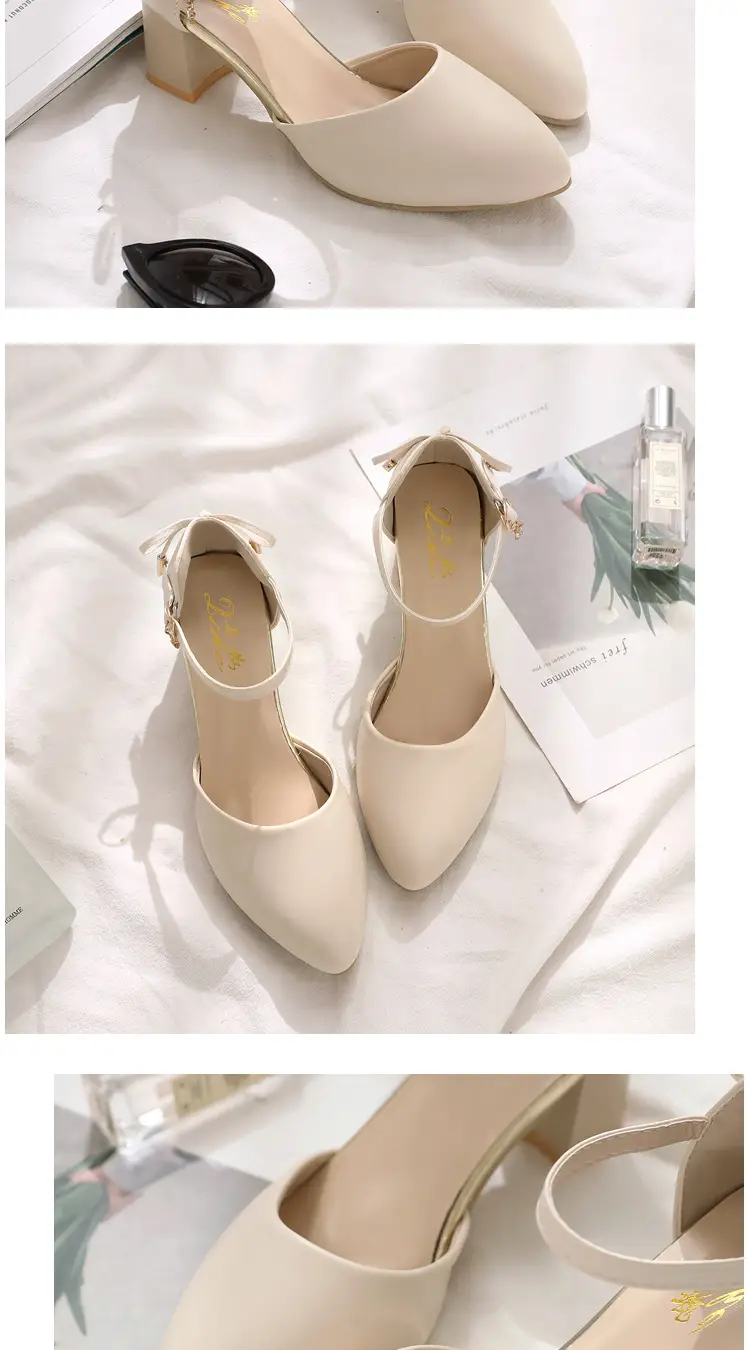 Baotou Chunky Heel High-heeled Shoes Women's 2024 New Spring and Summer Fairy Style Mid-heeled Elegant All-match Hollow Sandals for Women — feature 7