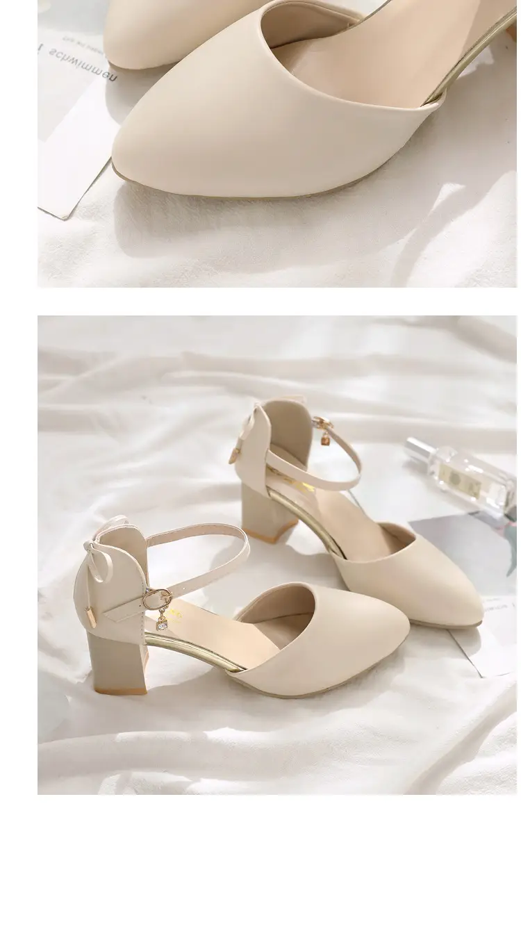 Baotou Chunky Heel High-heeled Shoes Women's 2024 New Spring and Summer Fairy Style Mid-heeled Elegant All-match Hollow Sandals for Women — feature 8