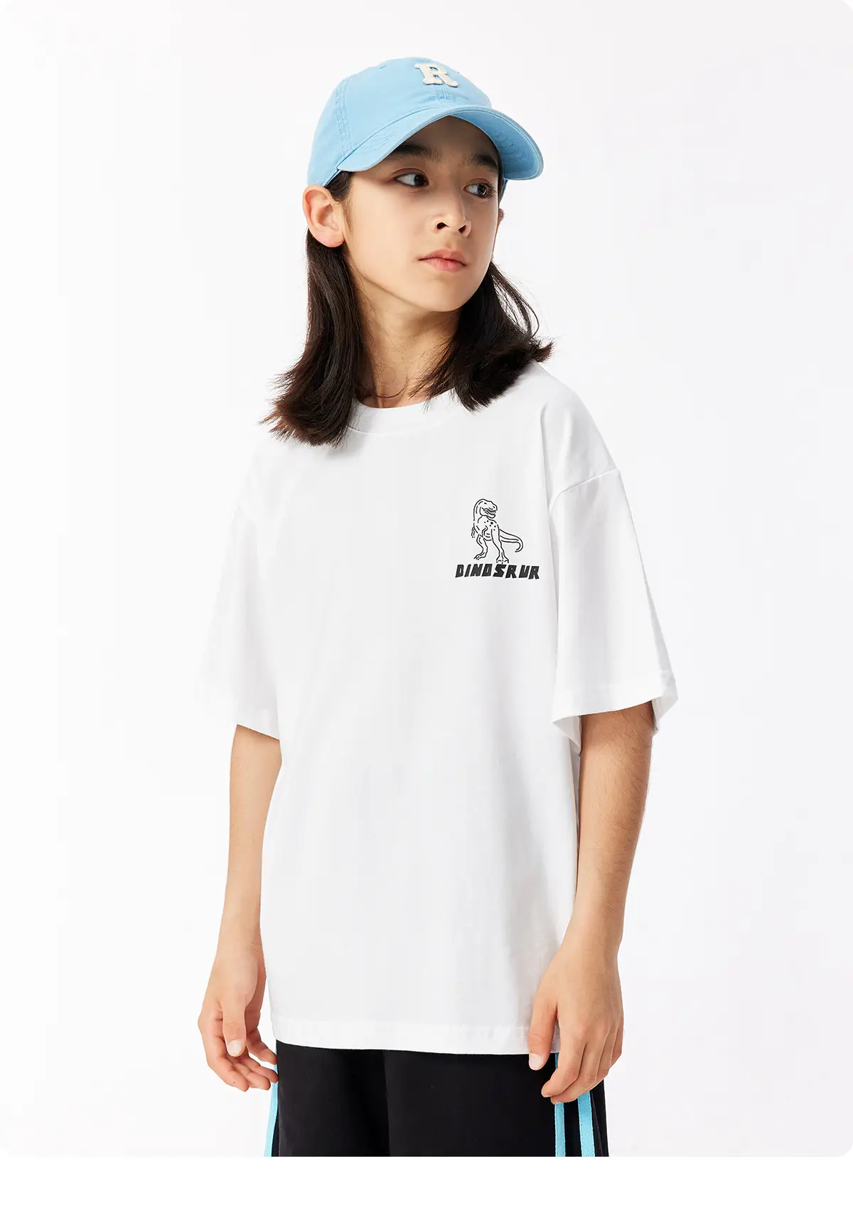 Kids Dinosaur Printed Cotton T-Shirt Olive Green — feature 24