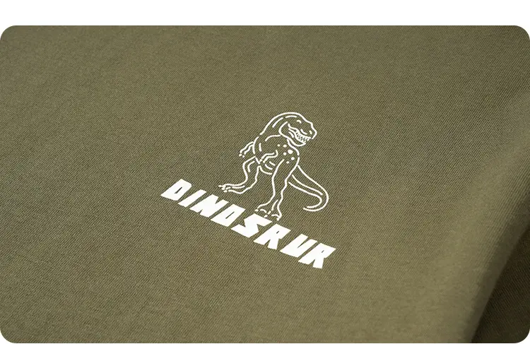 Kids Dinosaur Printed Cotton T-Shirt Olive Green — feature 29