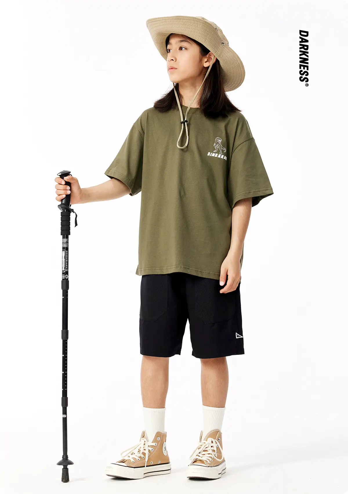 Kids Dinosaur Printed Cotton T-Shirt Olive Green — feature 3