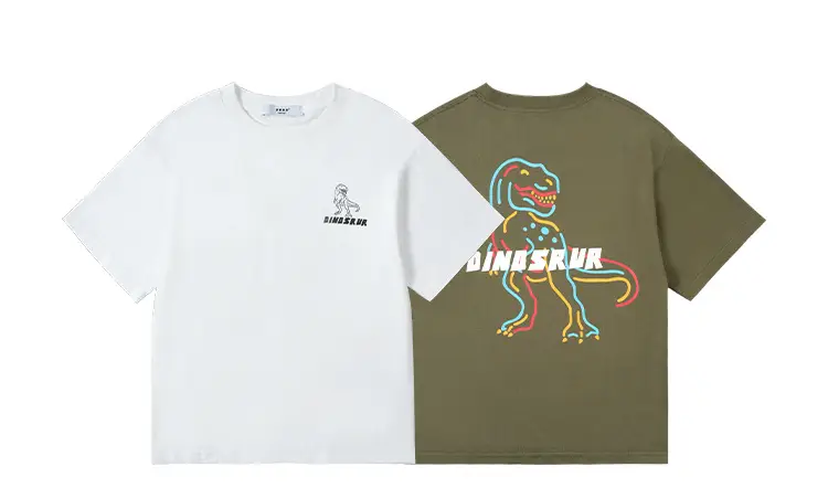 Kids Dinosaur Printed Cotton T-Shirt Olive Green — feature 5