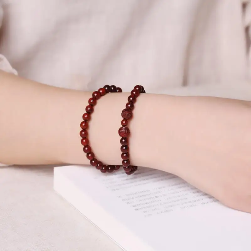 Tan Chao Red Sandalwood Bracelet Single Circle Female - Image 16