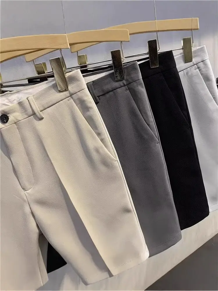 Men White Slim Fit Shorts with Black Polo Top - Image 8