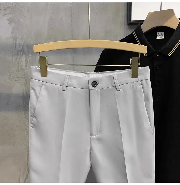 Men White Slim Fit Shorts with Black Polo Top — feature 13