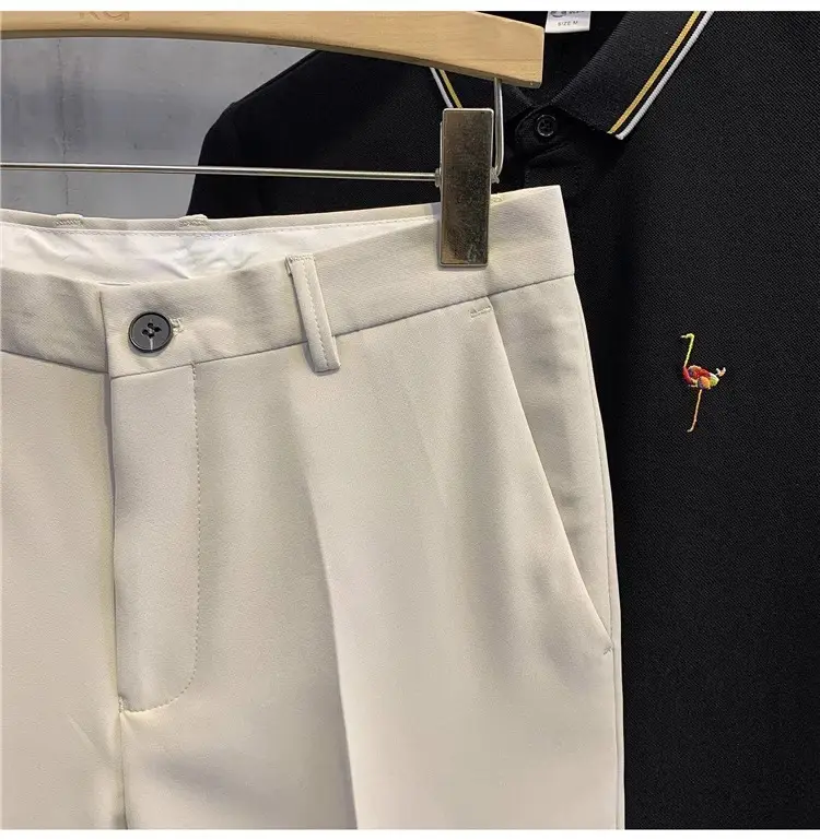 Men White Slim Fit Shorts with Black Polo Top — feature 17