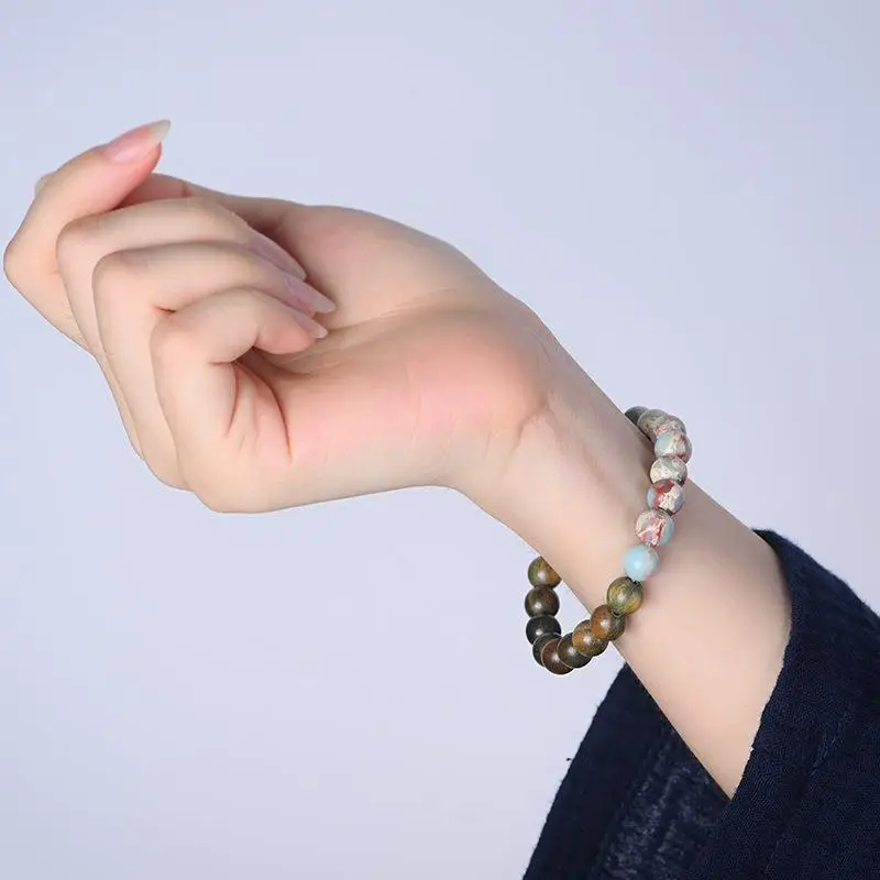 8mm Wooden Zen Stone Bracelet for Men Women