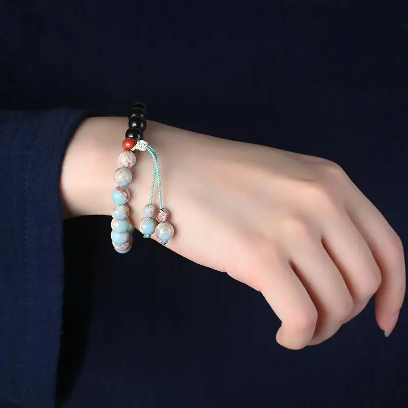 8mm Wooden Zen Stone Bracelet for Men Women