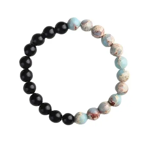 8mm Wooden Zen Stone Bracelet for Men Women