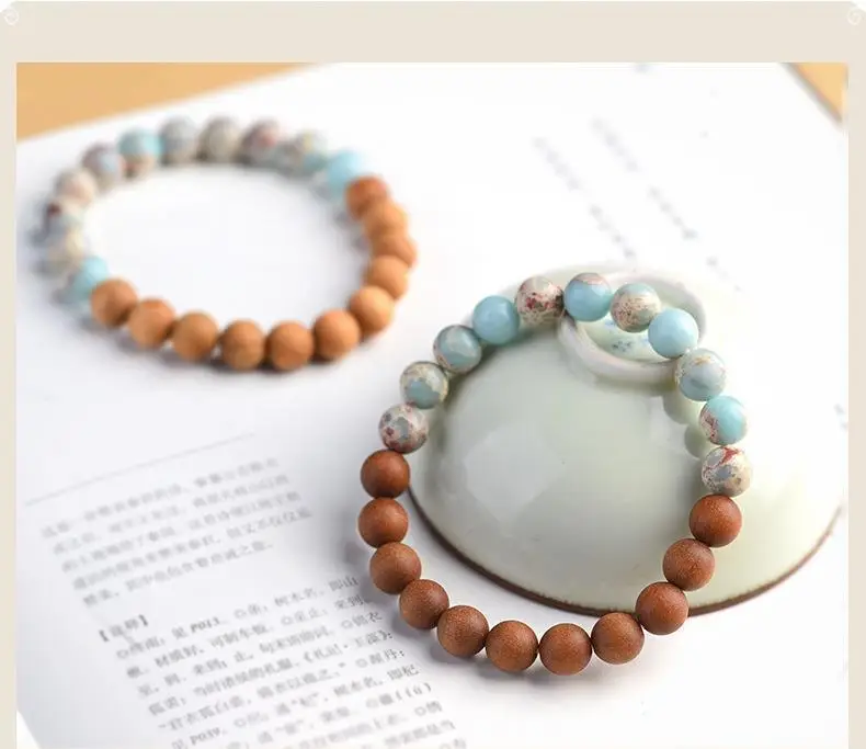 8mm Wooden Zen Stone Bracelet for Men Women — feature 1