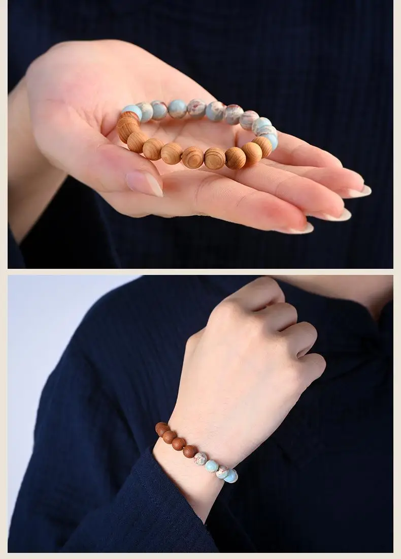 8mm Wooden Zen Stone Bracelet for Men Women — feature 12