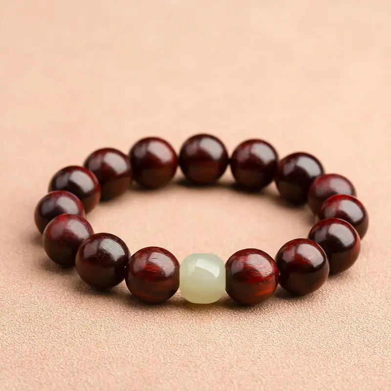 Authentic Small-Leaf Red Sandalwood Bracelet for Men - Image 8