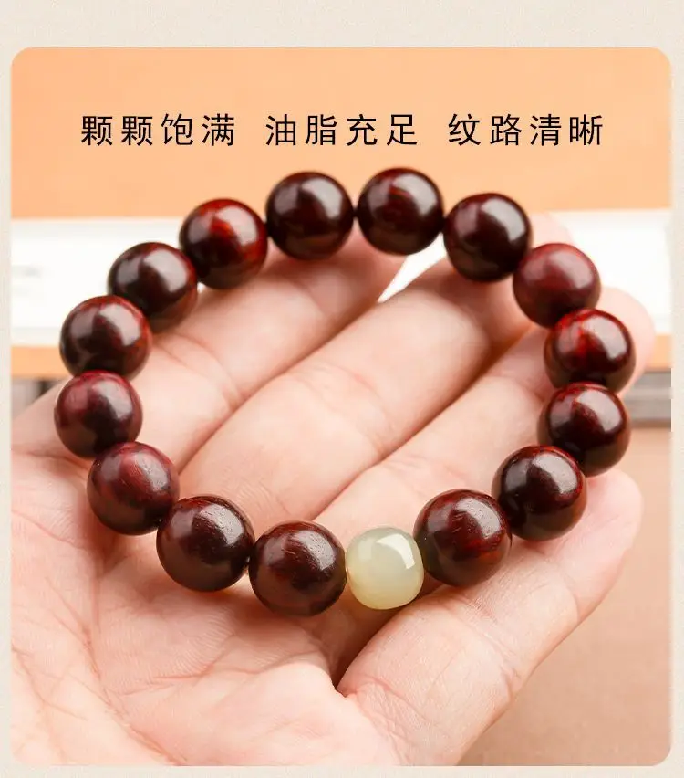Authentic Small-Leaf Red Sandalwood Bracelet for Men — feature 6