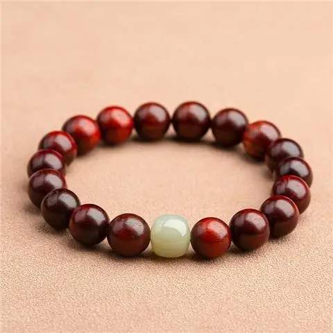 Authentic Small-Leaf Red Sandalwood Bracelet for Men - Image 3