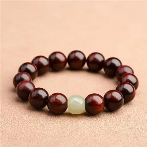 Authentic Small-Leaf Red Sandalwood Bracelet for Men - Image 4