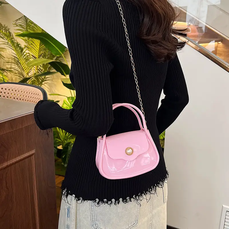 Pink Jelly Chain Shoulder Bag for Girls - Image 11