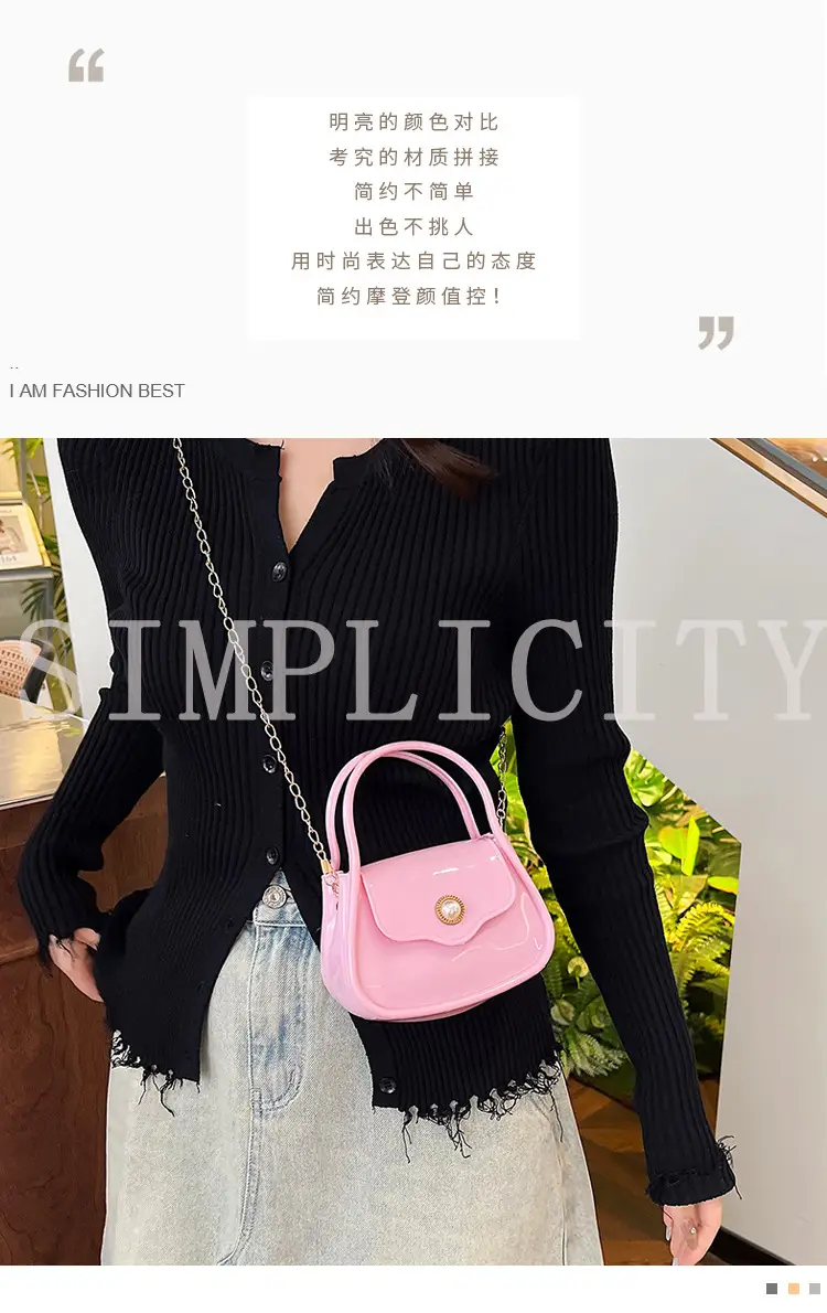 Pink Jelly Chain Shoulder Bag for Girls — feature 1