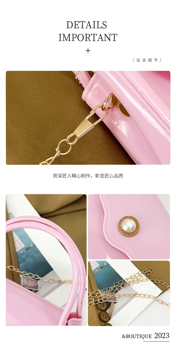 Pink Jelly Chain Shoulder Bag for Girls — feature 4