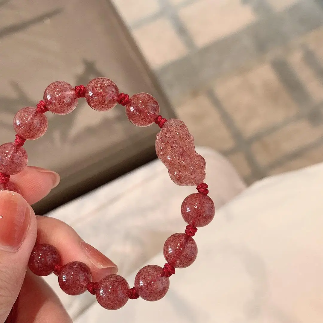 Natural Strawberry Crystal Pixiu Bracelet for Women — feature 3