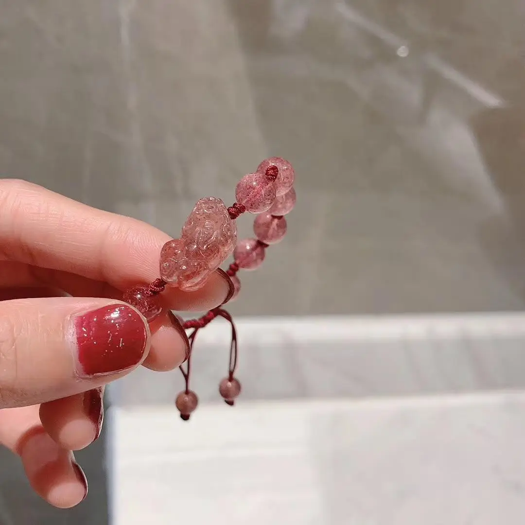Natural Strawberry Crystal Pixiu Bracelet for Women — feature 4
