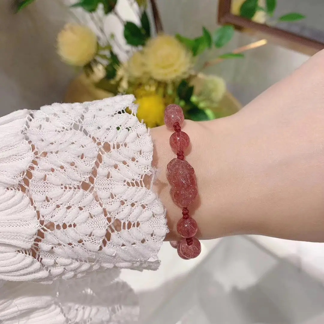Natural Strawberry Crystal Pixiu Bracelet for Women — feature 6