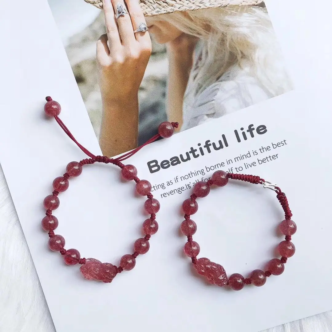 Natural Strawberry Crystal Pixiu Bracelet for Women — feature 8
