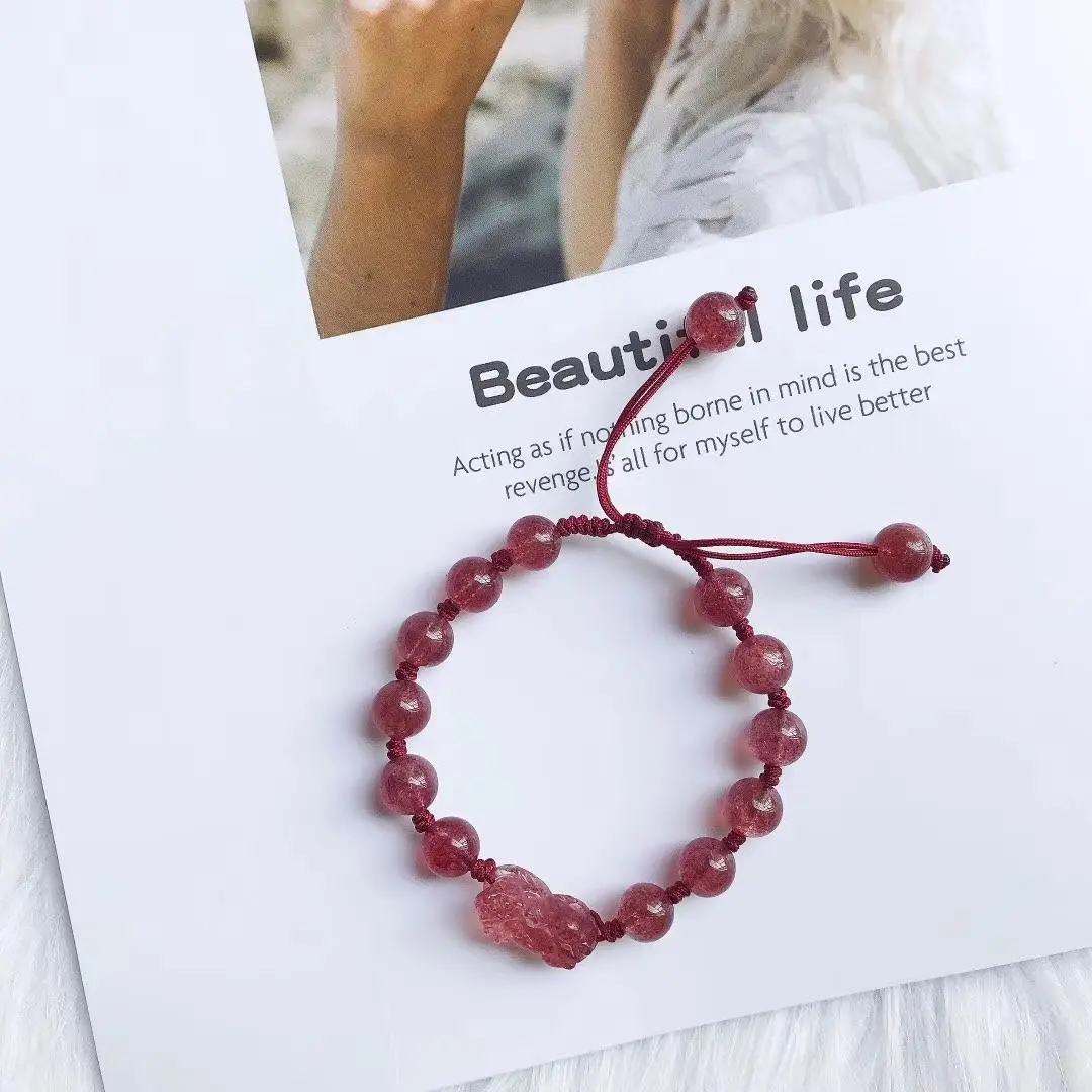 Natural Strawberry Crystal Pixiu Bracelet for Women — feature 9